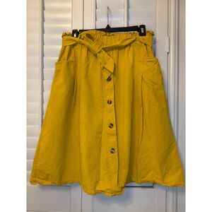 Sadi & Love Yellow Elastic Waist Midi Skirt Womens Size 12 Boho Cottagecore